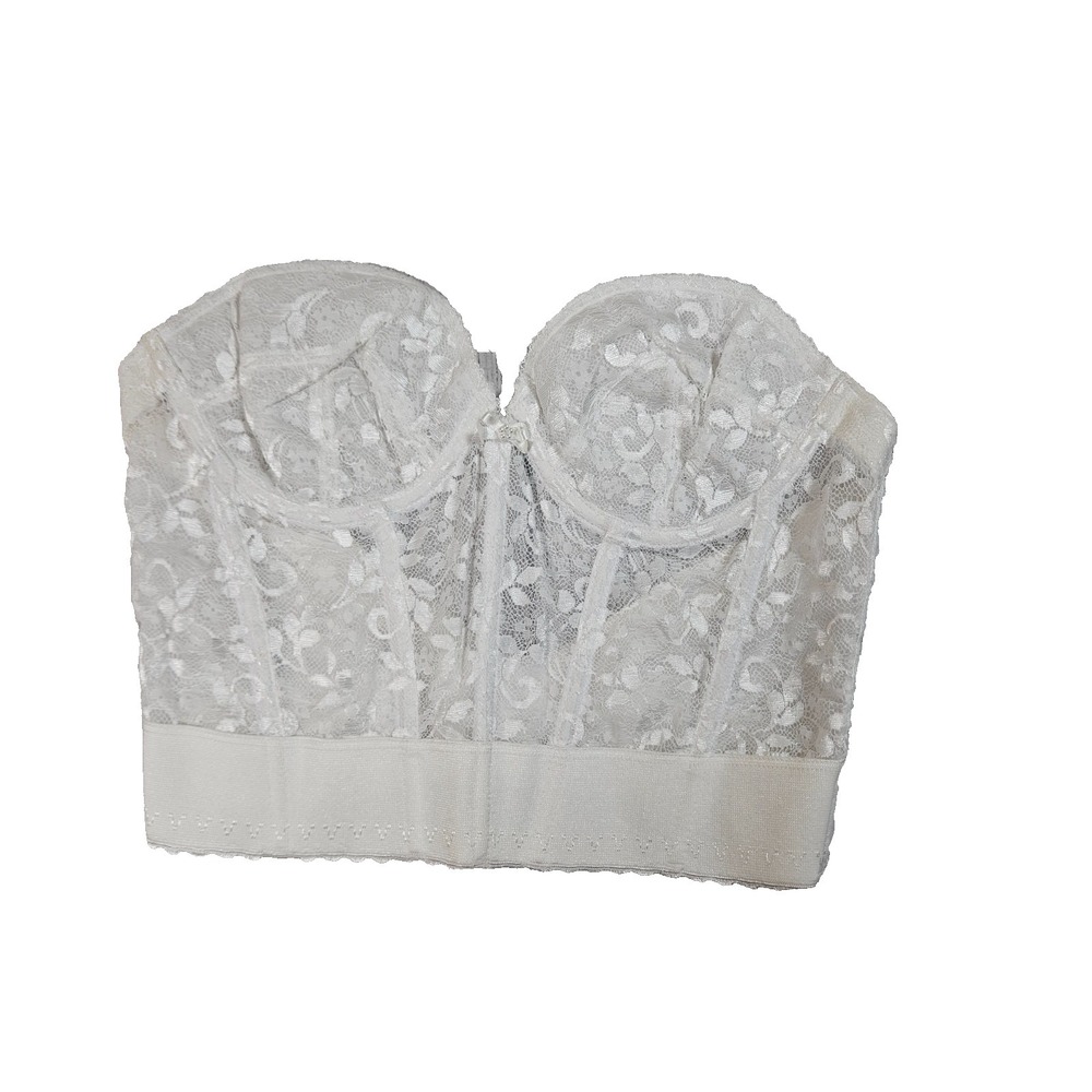 Bustier Top Womens Size 36B White Lace Corset Bridal Lingerie Feminine Romantic